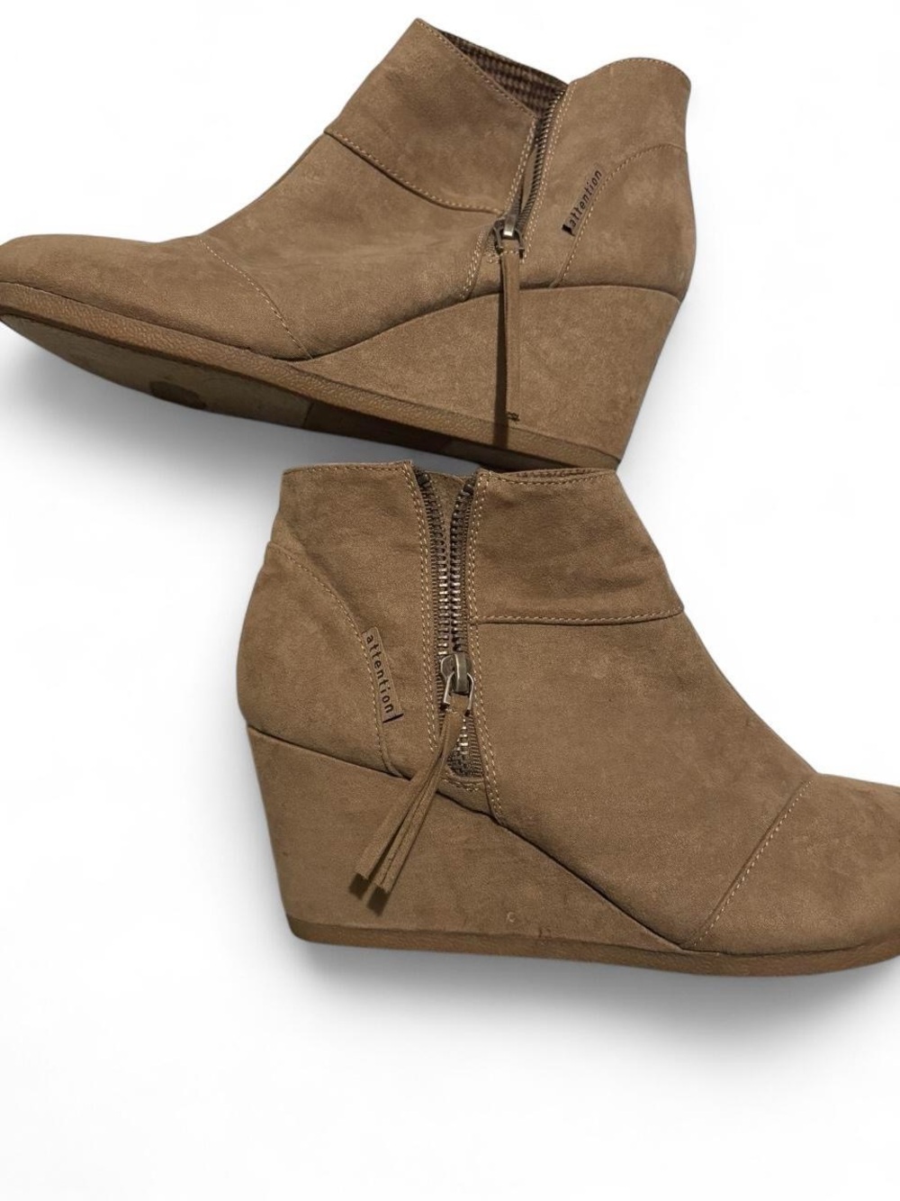 attention Taupe Wedge Ankle Booties